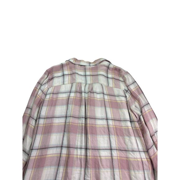 Chaps Womens Plaid Button Front Popover Flannel Top Size S Long Sleeve - Picture 5 of 9